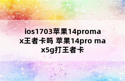 ios1703苹果14promax王者卡吗 苹果14pro max5g打王者卡